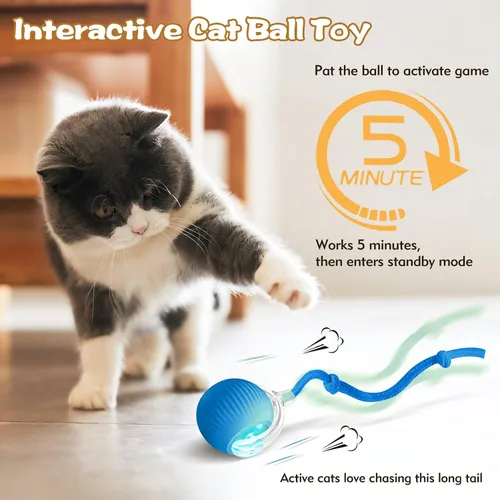 Miniatura 3 de Pelotas interactivas para gatos de interior, juguetes automáticos mejorados para gatos adultos aburridos en interiores, pelota, Peppy Pet Ball