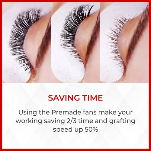 Miniatura 6 de THE LASH SUPPLY 120 abanicos, extensiones de pestañas prefabricadas 5D, rizo C/D, longitud de 0.315-0.591 in, grosor de 0.07, 12 líneas, extensiones