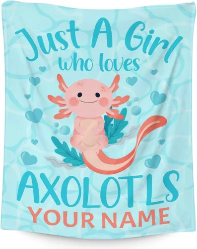 Miniatura 15 de Axolotl - Manta de regalo de 40 x 50 pulgadas para niñas, manta suave y mullida azul para cama, sofá y sala de estar Axolotl1-1
