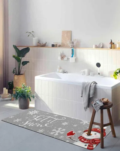 Miniatura 4 de Tapete de baño de muñeco de nieve de Navidad para bañera, antideslizante, de secado rápido y absorbente, tierra de diatomeas, fregadero, dormitorio