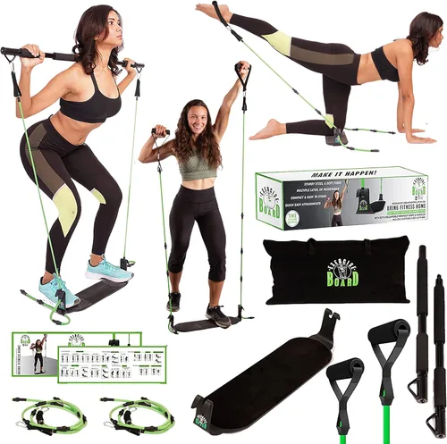 Equipo de ejercicio portátil para entrenamiento en casa, con los mejores accesorios para ejercicios y gimnasio en casa, tabla, barra, bandas de