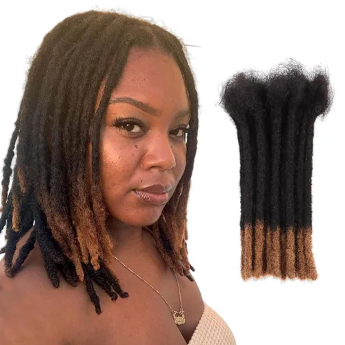 Miniatura 26 de Viovian Extensiones de rastas de 0.23 pulgadas de cabello humano de 6 pulgadas, 20 hebras ombré, extensiones de cabello humano para hombres, 1b/27