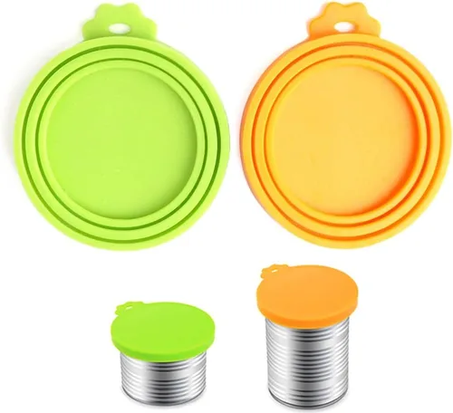 Miniatura 9 de Comtim Tapas de silicona para latas de comida para mascotas (tamaño universal, una para 3 latas de comida de tamaño estándar), azul y verde