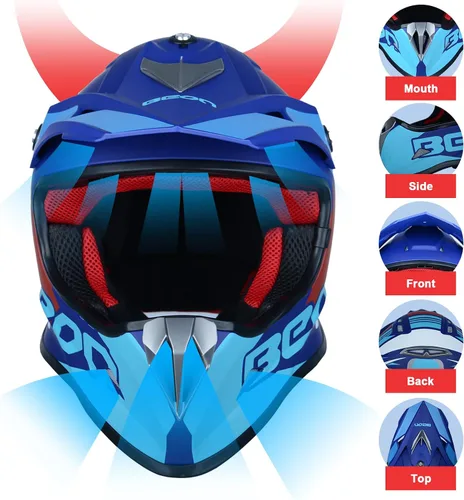 Miniatura 2 de BEON Adult Dirt Bike Helmets Motocross ATV Dirtbike BMX MX Offroad Full Face Motorcycle Helmet, DOT Certified Model B602
