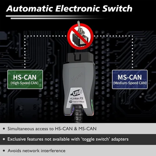 Miniatura 2 de VLINKER FS OBD2 escáner OBDII adaptador USB lector de código herramienta de diagnóstico para FORScan con interruptor automático HS/MS-CAN