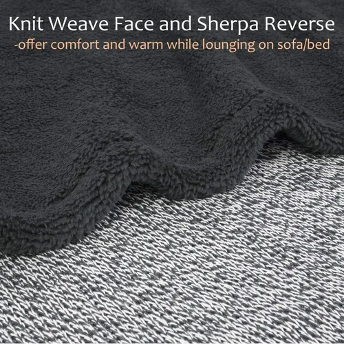 Miniatura 2 de Manta de punto Sherpa súper suave y acogedora con forro polar de felpa para entrenador y cama de 50 x 60 pulgadas, reversible, cálida para todas