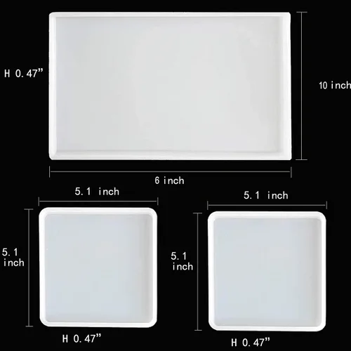 Miniatura 2 de Moldes grandes de resina de silicona, 3 moldes de resina de geoda de ágata, incluye 2 moldes cuadrados para posavasos cuadrados, molde rectangular