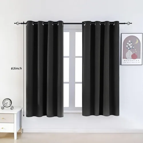 Miniatura 8 de Cortinas opacas 100% de lino negro para dormitorio, cortinas opacas para sala de estar, cortinas de oscurecimiento de habitación de doble capa