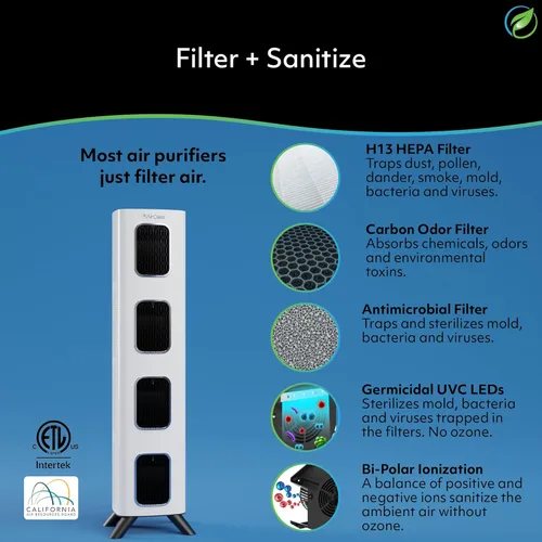 Miniatura 8 de Air Oasis iAdapt 2.0 H13 - Purificador de aire con filtro HEPA Reduce hasta el 99% de los virus, moho, polvo, humo, polen y olores