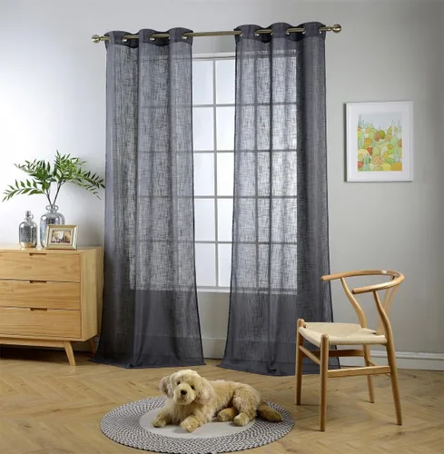 Miniatura 9 de Cortinas para sala de estar de 2 paneles (2 x 37 pulgadas de ancho), cortinas con textura de lino, con ojales, de la marca Miuco