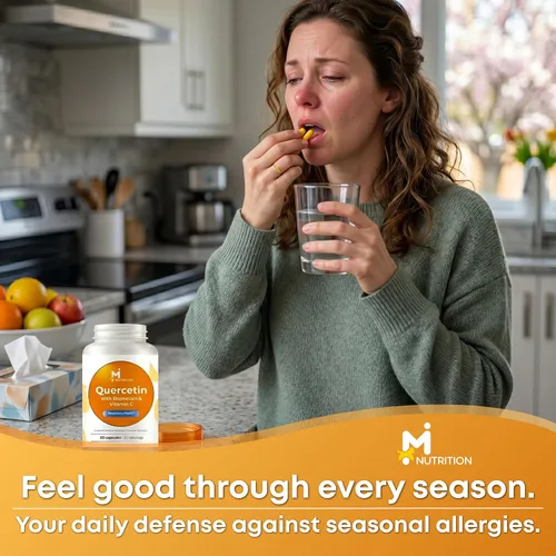 Miniatura 8 de Quercetina con bromelina y vitamina C - Suplemento de 630 mg - Cápsulas de quercetina y bromelina de alta potencia para apoyo inmunológico, salud
