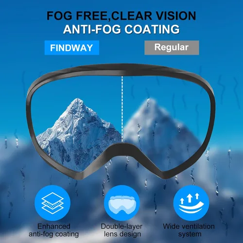 Miniatura 3 de Ski Goggles, OTG 100% UV Protection Anti Fog Snowboard/Ski Goggles for Men, Women & Youth Marco Negro Lente Plata Vlt10%-18%