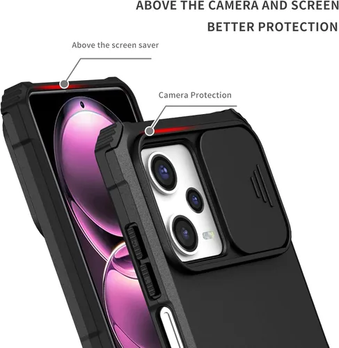 Miniatura 8 de Asuwish Funda de teléfono para Xiaomi Poco X5 Pro/Redmi Note 12 Pro 5G con protector de pantalla de vidrio templado y cubierta de cámara deslizante