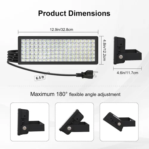 Miniatura 9 de Kekeou Luz de inundación LED de 100 W para exteriores con enchufe e interruptor y cable de alimentación de 6.56 pies, 14000 lm 6500 K, área LED