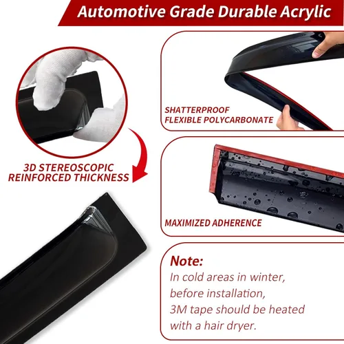 Miniatura 3 de Viseras de ventana protectores de lluvia para Chevy Equinox 2018 2019 2020 2021 2022 2023 2024