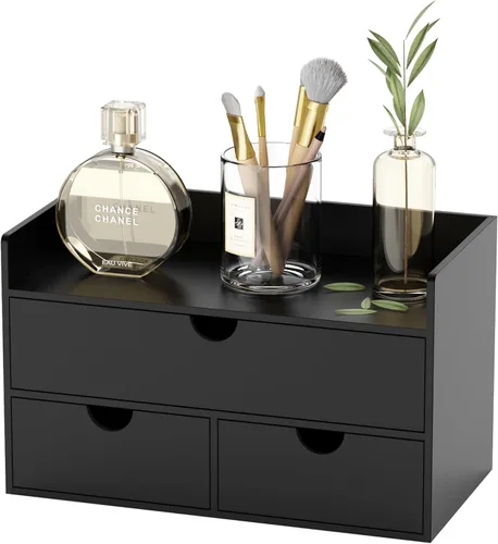 Miniatura 8 de Organizador de escritorio de bambú con cajones, cajones de almacenamiento de escritorio para facturas, suministros de oficina, utensilios de cocina