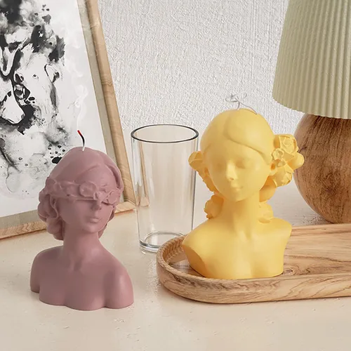 Miniatura 4 de Molde de silicona para velas 3D, moldes de ojos cerrados para niña y niña con los ojos vendados con 2 herramientas extintoras para cera derretida
