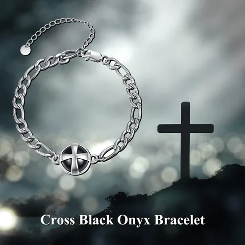 Miniatura 6 de ADMETUS 925 Sterling Silver Amulet Bracelet Cross Bracelet for Men with 72 Adjustable Chain