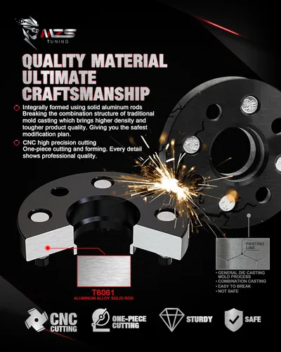 Miniatura 3 de MZS 5 Espaciadores para rines 114.3, 20 mm 60.1 mm de diámetro interior 12 x 1.5 mm 5x4.5" Espaciadores centrados en el cubo compatibles con TC XB