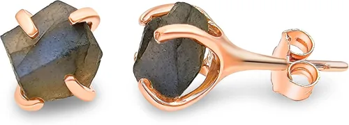 Miniatura 85 de Aretes de piedra preciosa natural en bruto con oro rosa sobre plata de ley 925, 6 a 0.276 in, regalo de piedra de nacimiento de calidad genuina