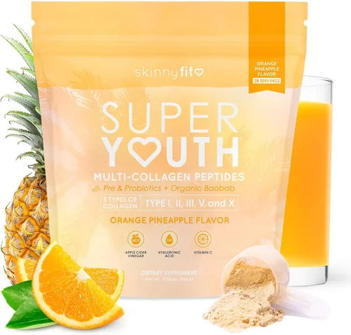 Miniatura 10 de SkinnyFit - Super Youth Colágeno para Mujeres - Polvo de Péptidos de Multi Colágeno - Probióticos, Fibra, Ácido Hialurónico - Sin OGM, Sin Gluten