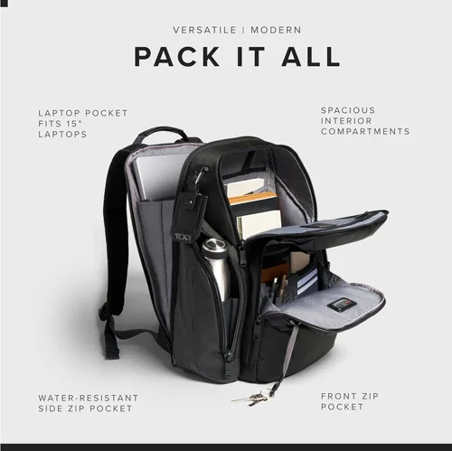 Miniatura 3 de TUMI - Mochila de Búsqueda Alpha Bravo - Mochila para portátil para hombres y mujeres - Mochila para trabajo y viajes - 17.0" X 14.0" X 8.3", Negro