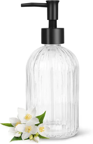Miniatura 26 de Topsky Dispensador de jabón de vidrio con bomba de plástico, dispensador de jabón de manos líquido de 330 ml, bomba a prueba de óxido para cocina