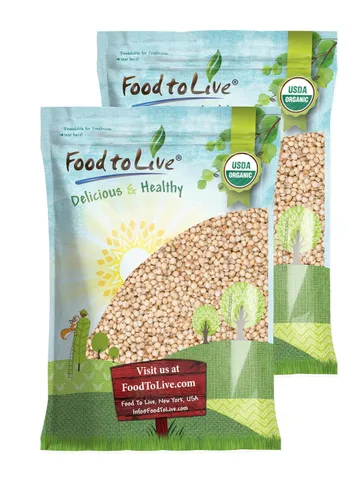 Miniatura 9 de Food to Live Grano orgánico de sorgo blanco de Great Plains, 1.5 libras, granos antiguos enteros. Alto en fibra. Sin OMG. Semillas de milo. Veganas