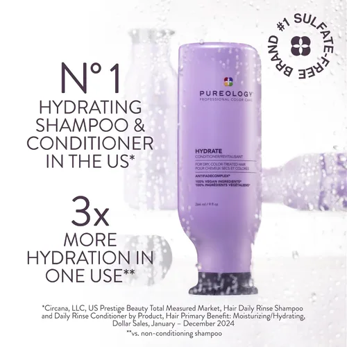 Miniatura 2 de Pureology Hydrate Conditioner - For Dry or Color Treated Hair, Nourishing Conditioner to Restore Moisture and Seal in Hydration, Vegan