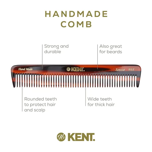 Miniatura 4 de Kent R5T - Peine desenredante de dientes anchos, peine de dientes anchos para tocador, barba para cabello grueso, rizado, ondulado, peines