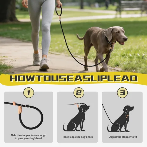 Miniatura 6 de Mile High Life Correa antideslizante para perro, correa de cuerda resistente de 4 pies, 5 pies, 6 pies, para entrenamiento sin tirones, correa