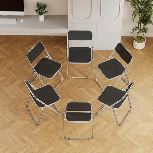 Miniatura 11 de JPBSTO Paquete de 2 sillas plegables de plástico negro, par ejecutivo apilable para oficina, sala de conferencias, área VIP (capacidad de 300 libras)