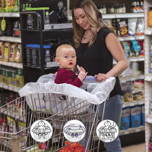 Miniatura 2 de Boppy Funda desechable para carrito de compras, paquete de 5 fundas de un solo uso en bolsa resellable para respaldo sobre la marcha, diseño fácil