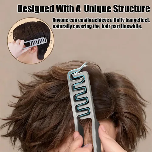 Miniatura 3 de Peine de textura, 2025 mejorado para dar volumen al cabello con dientes anchos, aparatos de peinado de textura esponjosa para hombre Gris