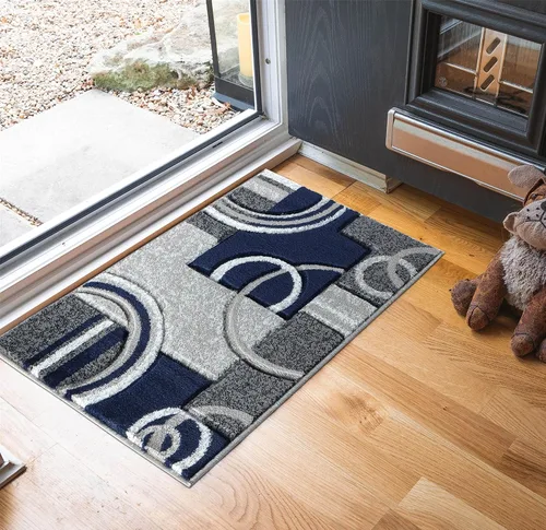 Glory Rugs - Tapete moderno suave tallado a mano, alfombra contemporánea con textura mullida prémium para interior, sala de estar, comedor y Azul