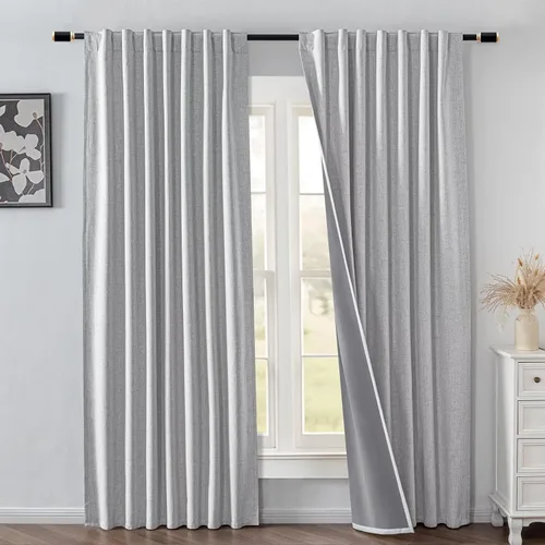 Miniatura 13 de IGEMAEVE Cortinas 100% opacas de 108 pulgadas de largo para dormitorio, juego de 2 paneles de cortinas opacas con bolsillo para barra y pestaña
