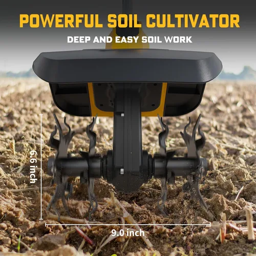 Miniatura 2 de Cultivador sin cable compatible con batería Dewalt 20V (solo herramienta), cultivador de jardín eléctrico con 360 RPM, ancho de labrado de 9