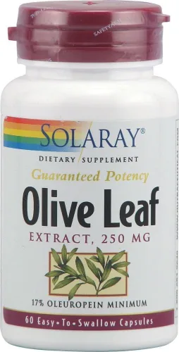 Miniatura 7 de SOLARAY Extracto de hoja de olivo suplemento al 22%, 250 mg 120