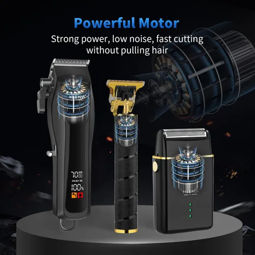 Miniatura 2 de HIENA PRO Juego de cortapelos profesional para hombres, juego de cortapelos inalámbrico y kit de recortadora, recortadora de barba eléctrica
