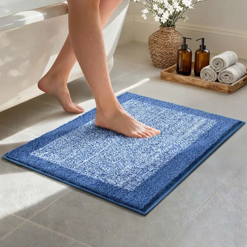 Miniatura 50 de Alfombras de baño de 17 x 24 pulgadas, antideslizantes, lavables, color gris, para bañera, tapete de baño para baño, tapete suave y absorbente