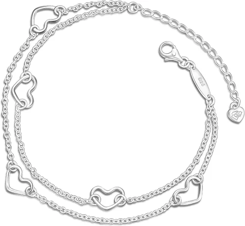 ELEGANZIA Tobillera de corazón para mujer de plata de ley, pulsera de tobillo minimalista con dije de amor para niñas, cadena de pie de corazón
