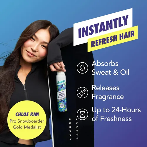 Miniatura 2 de Batiste Champú seco activado por el sudor, neutraliza el olor hasta 24 horas y evita la acumulación de sudor en el cabello, champú sin agua, 3.81