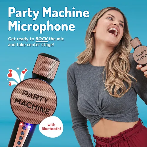 Miniatura 2 de Micrófono de karaoke inalámbrico Singing Machine para niños y adultos, micrófono de fiesta (Oro rosa) - Micrófono portátil Bluetooth de mano