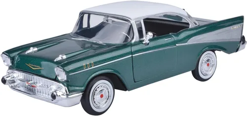 Miniatura 2 de 1957 Chevy Bel Air Green Escala 1/24 Diecast Model Toy Car Motormax 73228