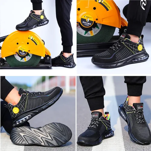Miniatura 6 de Men Women Safety Shoes Indestructible Steel Toe Shoes Puncture Proof Non Slip Work Shoes Lightweight Work Sneakers Air Cushion Warehouse Industry