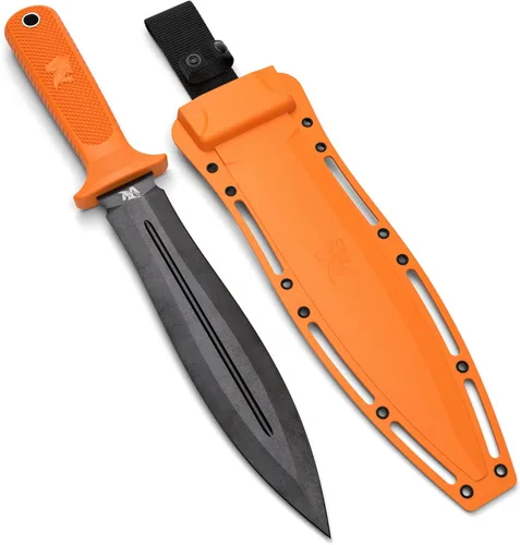 ODENWOLF W-SowCatcher Cuchillo de hoja fija con funda – Cuchillo de caza grande hecho de acero D2 – Cuchillos grandes de hoja fija de doble filo con