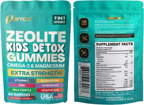 Miniatura 9 de Zeolite Kids - Gomitas 9 en 1 con zeolita, omega-3, magnesio, saúco, vitamina C, cardo mariano, vitamina D3, zinc, B12, sin azúcar