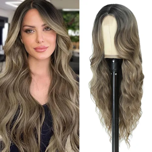 Miniatura 17 de Peluca larga rubia 613 para cosplay, peluca sintética de 28 pulgadas, parte media, regalos realistas, pelucas de fiesta para mujeres, uso diario