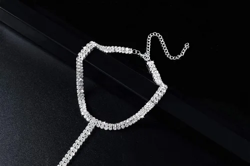 Miniatura 6 de Gargantilla de diamantes de imitación de plata brillante gargantilla de cristal para mujer