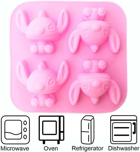 Miniatura 3 de INKU - Molde de silicona de 4 cavidades para bricolaje, moldes de fondant, dulces, chocolate, bandeja para tartas, chocolates 3D, dulces duros